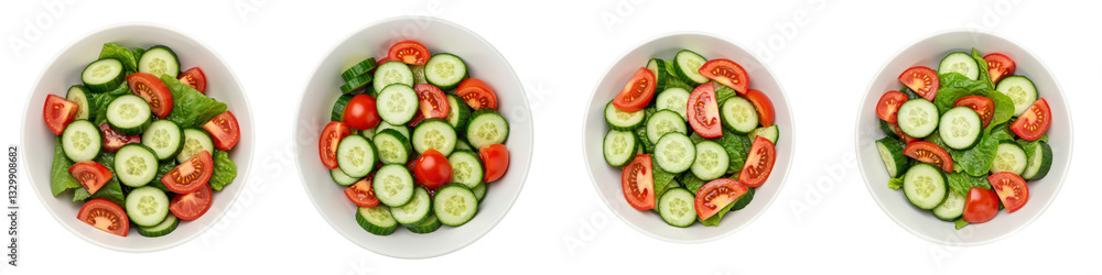 Simple Green Salad with Cucumbers and Tomatoes, Cut Out Set Simple Green Salad with Cucumbers and Tomatoes, Cut Out Set