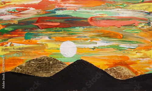 Abstract art painting. Acrylic illustration. Contemporary art.
