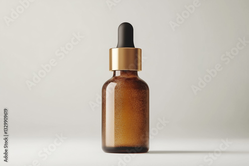 Wallpaper Mural Amber Glass Dropper Bottle on podium on white Background Torontodigital.ca