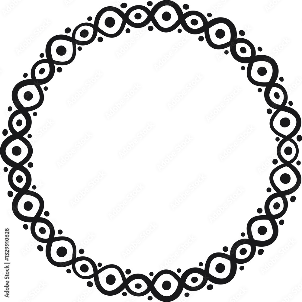 Circular border with circles and dots. Vector illustration made with circles and dots creating a circular border. Circular border with circles and dots. Vector illustration made with circles and dots creating a circular border.