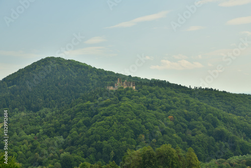 Obraz na płótnie Ruins of Zborov Castle in Slovakia deep in the forest view from above w salonie