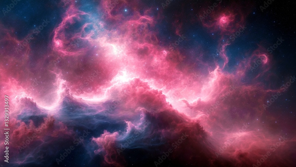 Fototapeta premium Ethereal pink nebula galaxy in abstract artwork