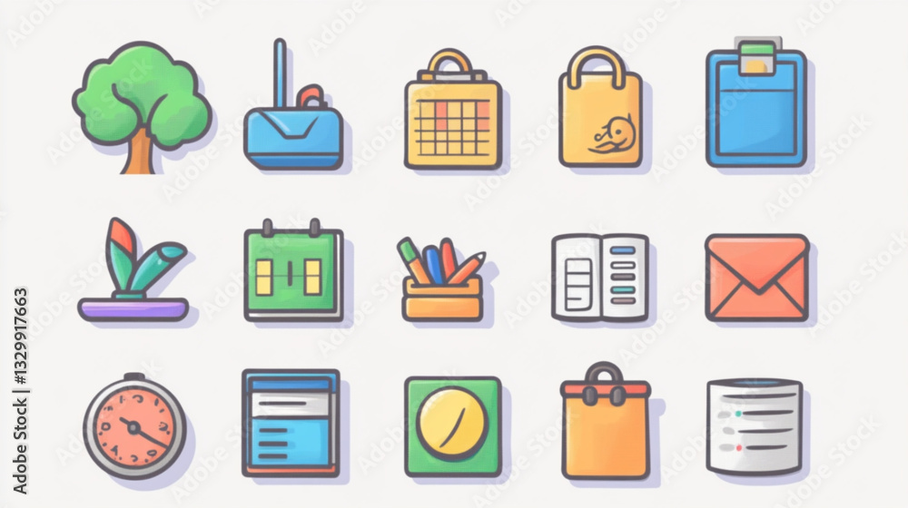 vector set of office icons vector set of office icons