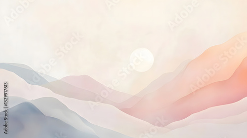 Serene Sunrise Pastel Mountain Landscape
