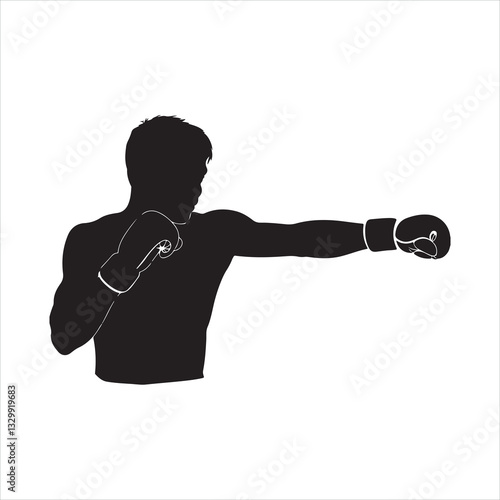 Silhouette of a boxer throwing a punch
