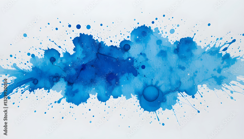 Fototapeta premium Abstract Blue Watercolor Splashes Expressive Art Dynamic Texture