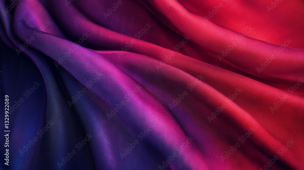 Fototapeta premium Red Purple Blue Fabric Draped Texture Gradient Background