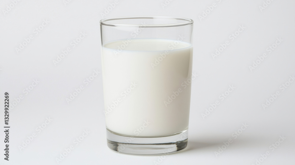 A glass of fresh, creamy milk isolated on a white background. isolated on white background. A glass of fresh, creamy milk isolated on a white background. isolated on white background.