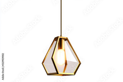 Elegant hanging lamp design illuminating indoor living space. isolated on white background.