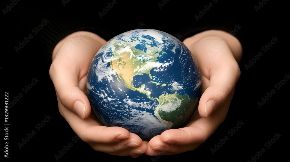 Hands Holding Glowing Earth Symbolizing Global Responsibility and Ecological Awareness Hands Holding Glowing Earth Symbolizing Global Responsibility and Ecological Awareness
