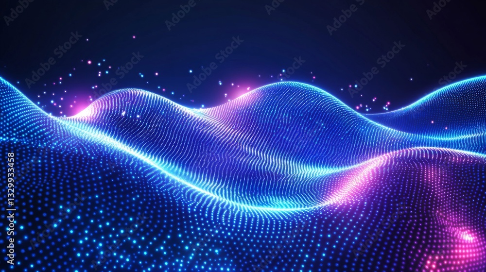 Obraz premium Abstract Blue And Purple Light Wave Pattern