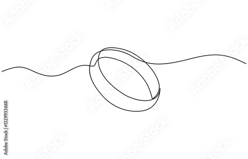 Wedding Ring Continuous Line Icon, Wedding Ring continuous line drawing with color shapes, Wedding ring continuous one line drawing. Isolated on white background vector illustration.