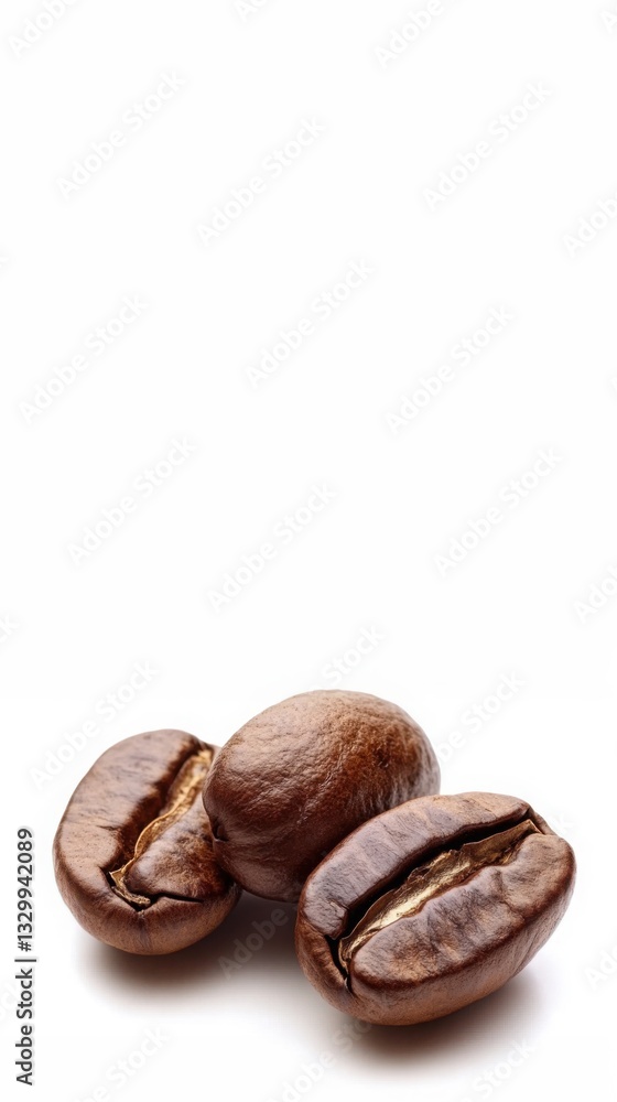 Close up of freshly roasted coffee beans showcasing rich textures. Vertical banner with space for text Close up of freshly roasted coffee beans showcasing rich textures. Vertical banner with space for text