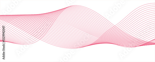 Vector abstract pink light blend paper wave flow digital gradient transparent minimal flowing diagonal creative wavy line design texture background . Futuristic technology and sound wave lines backgro