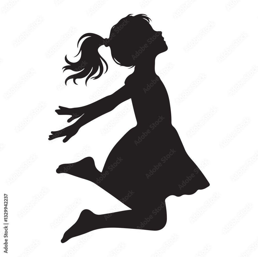 Child Jumping vector silhouette illustration design Child Jumping vector silhouette illustration design