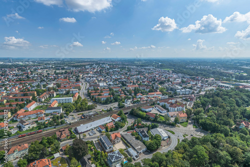 Die oberbayerische Großstadt Ingolstadt an der Donau aus der Vogelperspektive