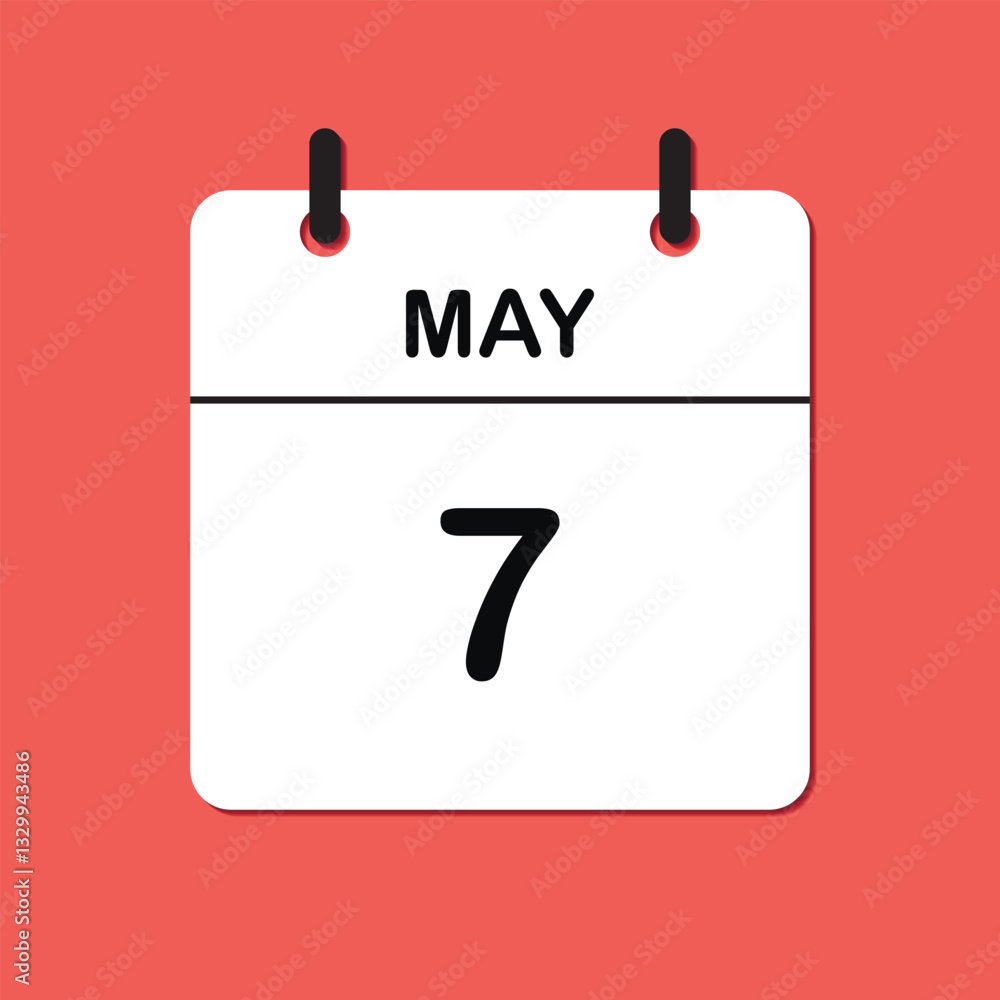May 7. Daily Calendar icon for design. Simple design for business brochure, flyer, print media, advertisement. Easily editable. May 7. Daily Calendar icon for design. Simple design for business brochure, flyer, print media, advertisement. Easily editable.