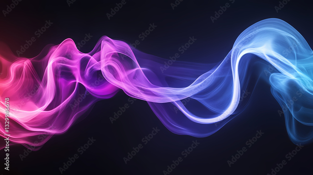 A vibrant abstract image showcasing colorful waves of light in purple, blue, and pink, creating a dynamic, fluid visual effect. Surreal Luminance. Illustration A vibrant abstract image showcasing colorful waves of light in purple, blue, and pink, creating a dynamic, fluid visual effect. Surreal Luminance. Illustration