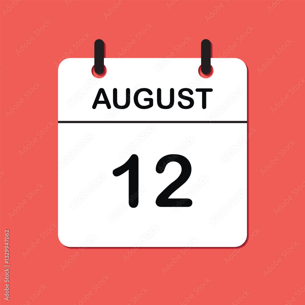 August 12. Daily Calendar icon for design. Simple design for business brochure, flyer, print media, advertisement. Easily editable. August 12. Daily Calendar icon for design. Simple design for business brochure, flyer, print media, advertisement. Easily editable.
