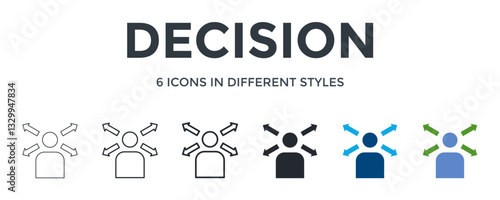 Decision  Icon In Different Style Vector Illustration. Designed In Thin Line, Regular Line, Bold Line, Glyph, Color Fill, And Flat Style Can Be Used For Web