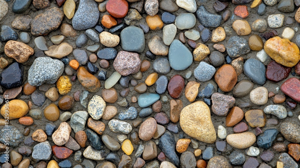 Naklejka premium Colorful pebbles create a vibrant natural mosaic, showcasing a variety of shapes and textures.