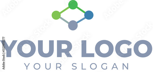 Connected Dots Network Logo Template: Customizable Design for Technology and Communication Brands - Create Your Unique Identity with this Symbol of Linkage and Innovation Concept