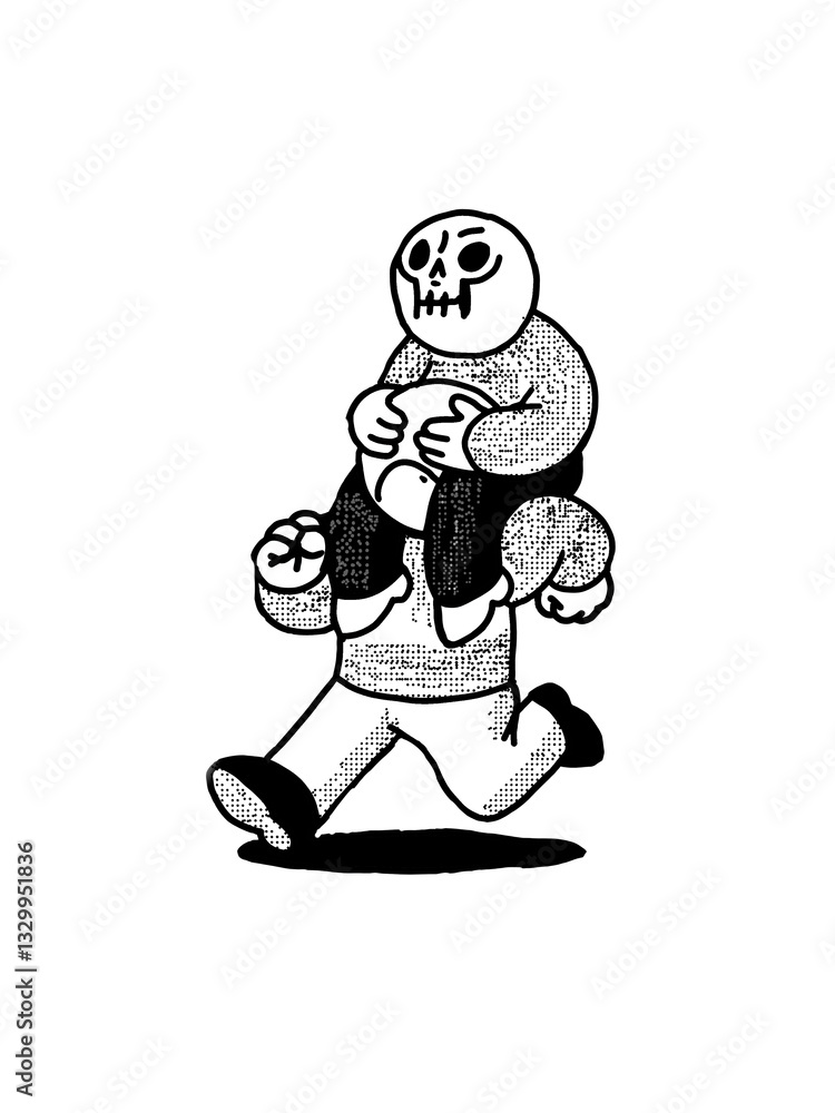 Obraz premium vector cartoon of a man carrying a baby