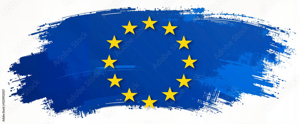 Artistic interpretation of European Union flag with brushstroke effect, creativity Artistic interpretation of European Union flag with brushstroke effect, creativity