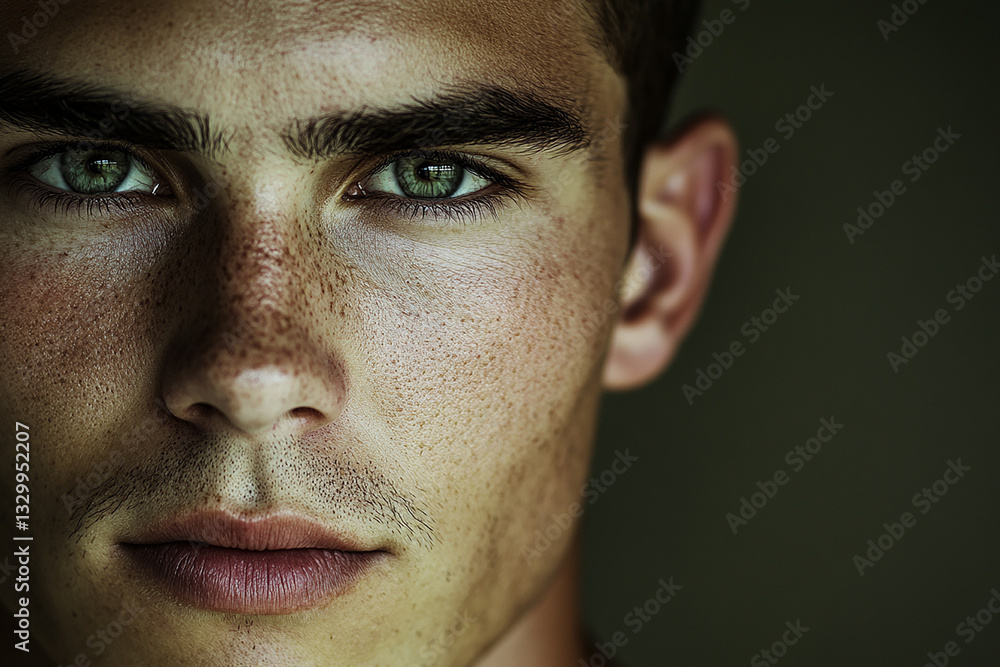 Obraz premium Man portrait close up, handsome male portrait close up