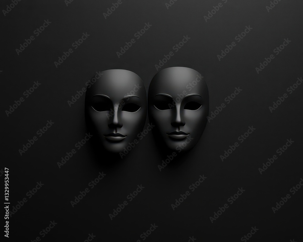 Abstract minimalist theatre masks in monochrome with soft gradients, Theatre Arts, Minimalist symbolism Abstract minimalist theatre masks in monochrome with soft gradients, Theatre Arts, Minimalist symbolism