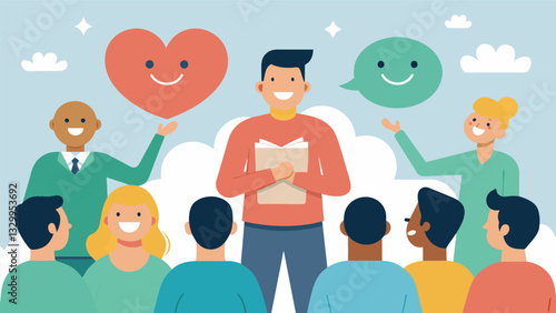 A seminar on the role of gratitude optimism and selfcompassion in promoting positive mental health.. Vector illustration