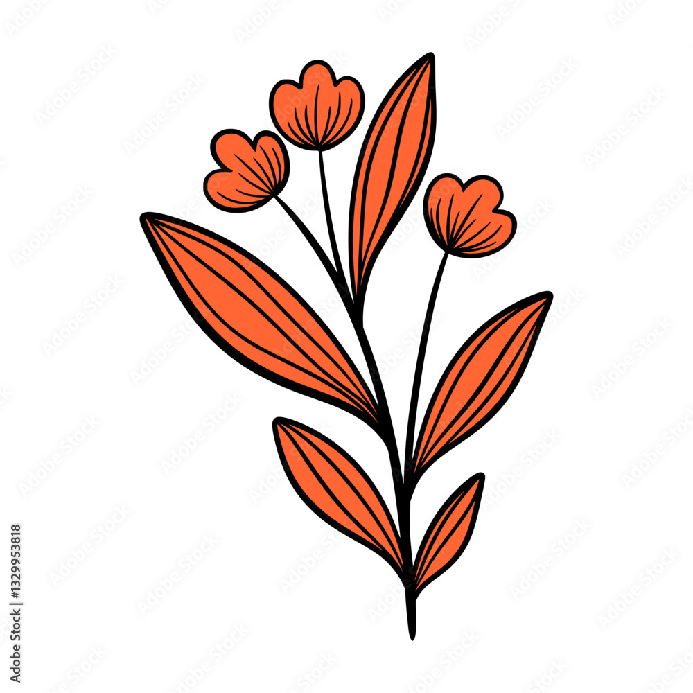 Fototapeta premium Line Art Leaves Design Illustration