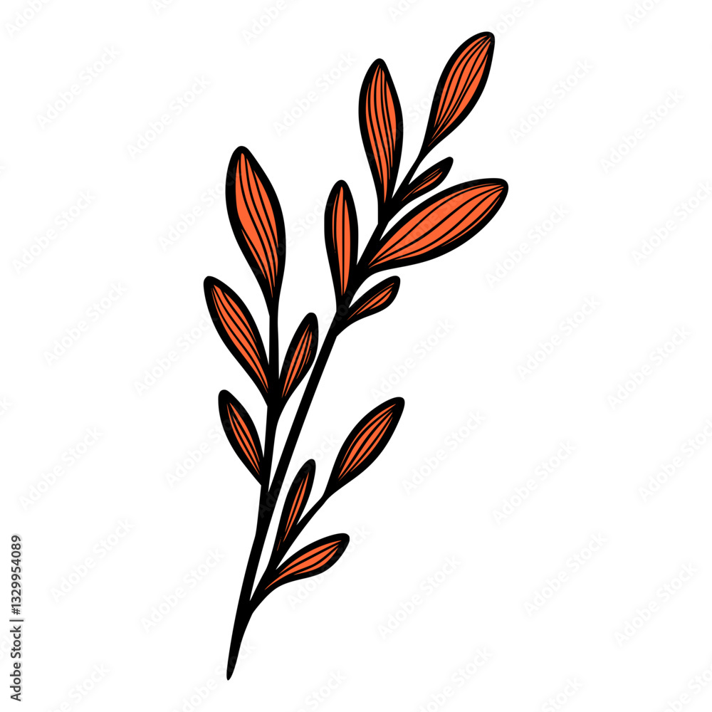 Obraz premium Line Art Leaves Design Illustration