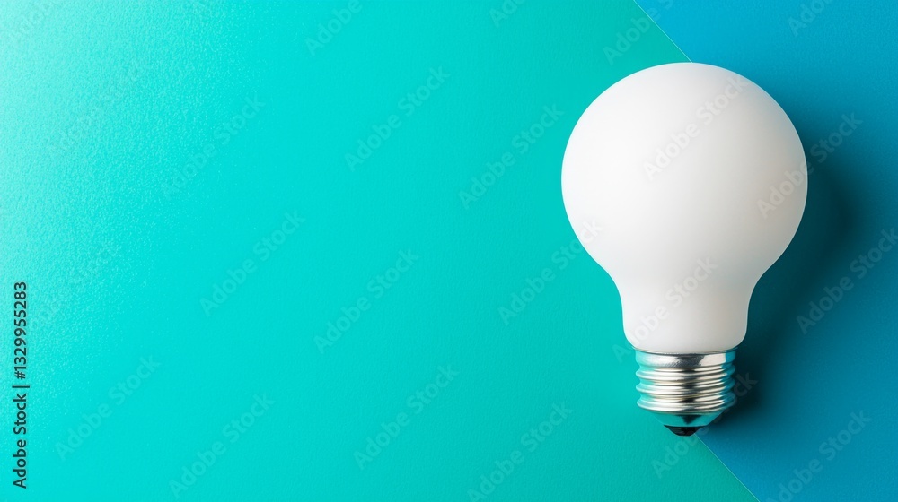 a white light bulb sitting atop a blue and green surface a white light bulb sitting atop a blue and green surface