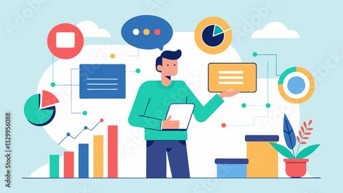 By using data to shape their storytelling marketers can anticipate and address potential objections or hesitations from their audience ultimately driving conversion rates.. Vector illustration