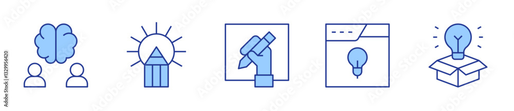 Obraz premium brain, creativity, creative, creative process, idea. Creativity Icon vector illustration. Line Duotone style. Editable stroke