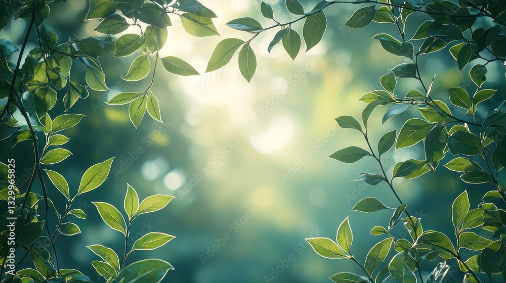 Lush foliage framed by sunlight Lush foliage framed by sunlight