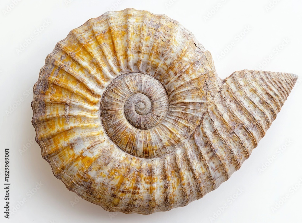 Isolated Ammonite Fossil Exhibiting Intricate Spiral Pattern on a Plain Backdrop Isolated Ammonite Fossil Exhibiting Intricate Spiral Pattern on a Plain Backdrop