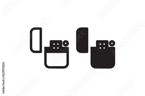 Black lighter icon set isolated Vector