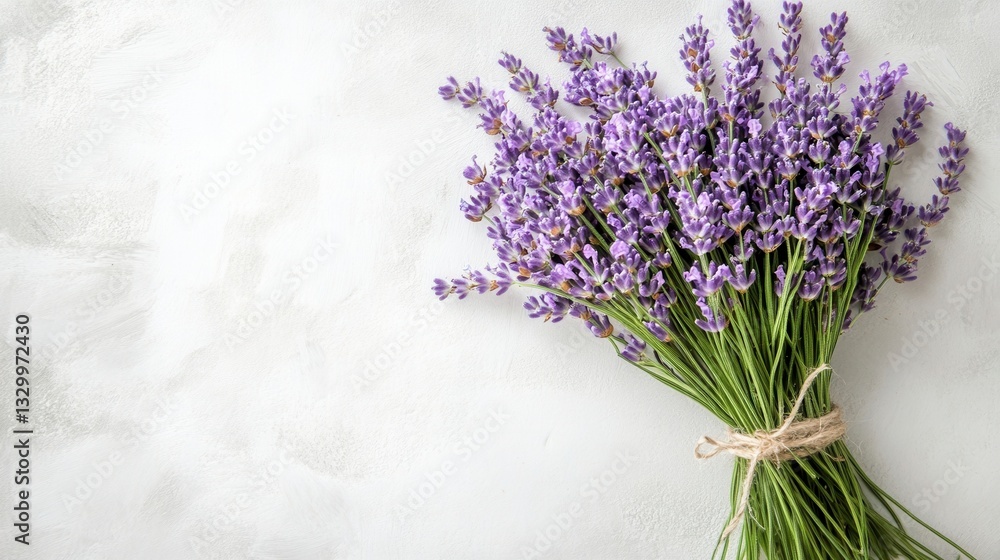 Fototapeta premium Fresh Lavender Bouquet on Light Background
