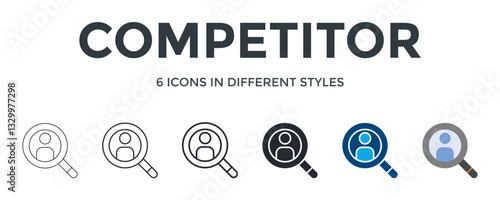 Competitor  Icon In Different Style Vector Illustration. Designed In Thin Line, Regular Line, Bold Line, Glyph, Color Fill, And Flat Style Can Be Used For Web