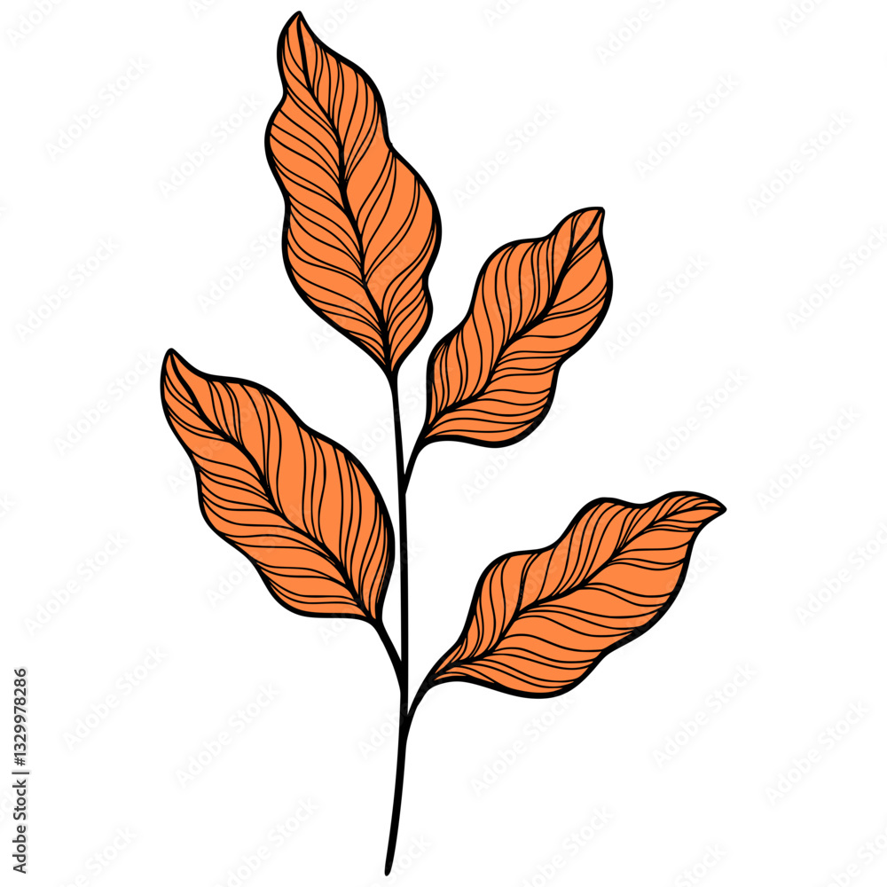 Obraz premium Line Art Leaves Design Illustration