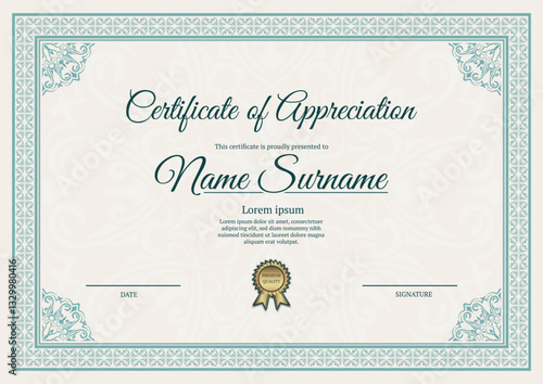 certificate template with ornamental border