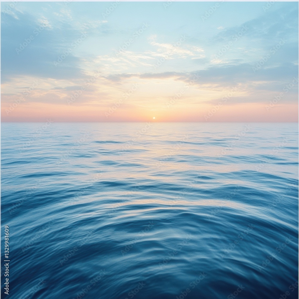 Sunset over calm ocean waters creates a serene and picturesque atmosphere at twilight Sunset over calm ocean waters creates a serene and picturesque atmosphere at twilight