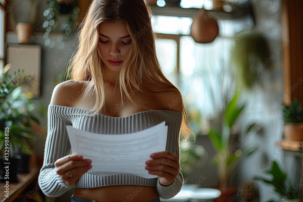 Mockup Holding A Paper Sheet In Indoor Greenery