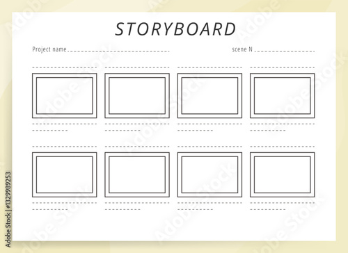 Simple Storyboard Isolated in White, Yellow Vector Background 