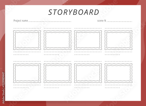 Simple Storyboard Isolated in White, Brown Vector Background 