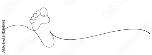 Baby foot print line art style vector illustration