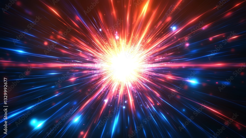 Colorful burst of light in dark space background. Colorful burst of light in dark space background.