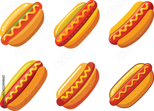 set of hotdog vector, vector and illustration, vector style